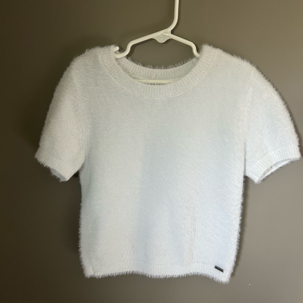 Adorable fuzzy white sweater